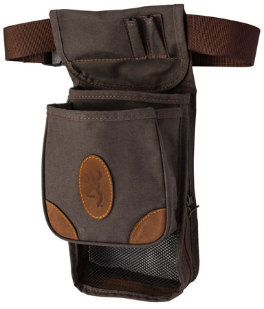 [023614486435] Browning 121388693 Lona Deluxe Shell Pouch Flint Canvas/Leather Belt Mount Adjustable