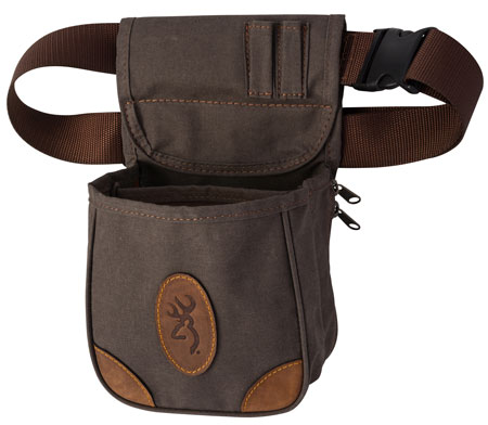 [023614486411] Browning 121388692 Lona Shell Pouch Flint Canvas/Leather Belt Mount Adjustable