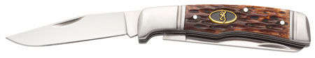 [023614843368] Browning 3220012 Joint Venture  2.88" Folding Drop Point/Spey Point Plain 8Cr13MoV SS Blade Brown Jigged Bone Handle