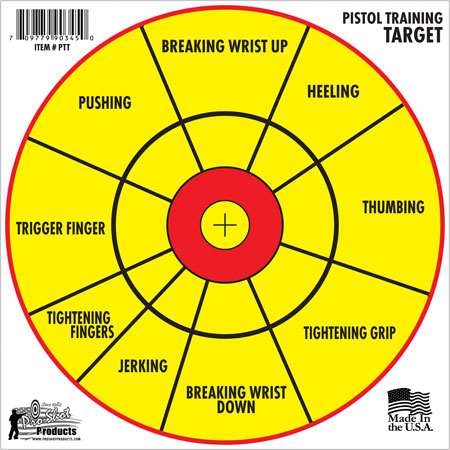[709779903481] Pro-Shot PTT6PK Pistol Training  12" Diagnostic Bullseye Hanging Paper Yellow/Red Impact Enhancement 6 Pack