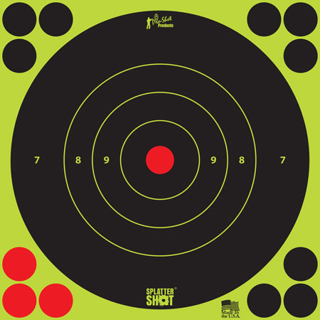 [709779901289] Pro-Shot 8BGREEN6PK SplatterShot  Self-Adhesive Paper Black/Green 8" Bullseye 6 Pack