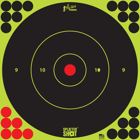 [709779901401] Pro-Shot 12BGREEN5PK SplatterShot  Self-Adhesive Paper Black/Green 12" Bullseye 5 Pack