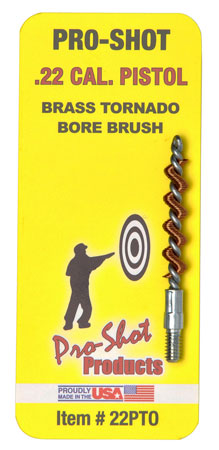 [709779101054] Pro-Shot 22PTO Tornado Bore Brush .22 Cal Pistol #8-32 Thread Brass Spiral Wound Loop