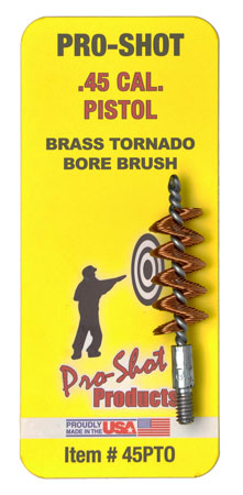 [709779101085] Pro-Shot 45PTO Tornado Bore Brush .45 Cal Pistol #8-32 Thread Brass Spiral Wound Loop
