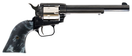 [727962702994] Heritage Mfg RR22TT6BLKPRL Rough Rider Altamont 22 LR 6 Shot, 6.50" Black Oxide Steel Barrel, Black Oxide Zinc Alloy Frame, Matte Stainless Cylinder, Black Pearl Grip, Manual Safety, Exposed Hammer
