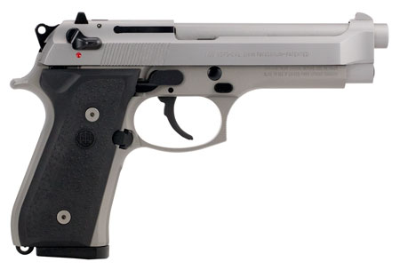 [082442884998] Beretta USA JS92F510CA 92FS Inox *CA Compliant Full Size 9mm Luger 10+1 4.90" Satin Stainless Barrel, Serrated Slide  &  Alloy Frame, Black Stippled Rubber Grips