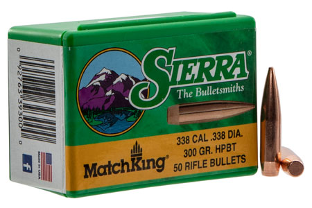 [092763393000] Sierra 9300T MatchKing  338Cal 300gr Hollow Point Boat Tail 50/Box