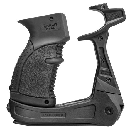 [7290105944719] FAB Defense FXAKPODB AK-Podium Bi-Pod for AK-47/ AK-74 Includes AGR-47 Pistol Grip Black Reinforced Polymer