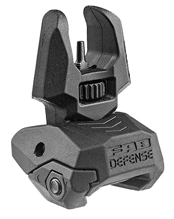 [7290105942005] FAB Defense FXFBS Front Back-Up Sight  for AR-15/ M16/ M4 Low Folded Profile Spring-Locked Deployment Black Polymer  &  Metal