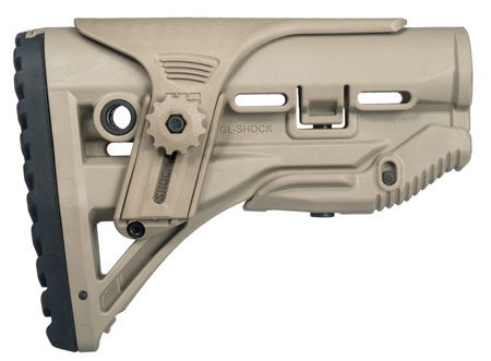 [7290105945891] FAB Defense FXGLSHOCKCP GL-Shock  Buttstock for AR-15/ M16/ M4 w/Adjustable Cheek-Rest  &  Anti-Rattle Mechanism Flat Dark Earth Mil-Spec Reinforced Polymer