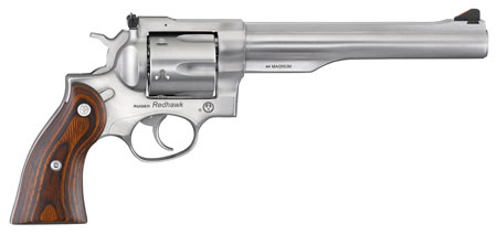 [736676050413] Ruger 5041 Redhawk  Large Frame 44 Special/44 Rem Mag 6rd, 7.50" Satin Stainless Steel Barrel, Dual Chambered Satin Stainless Cylinder  &  Frame, Hardwood Grip