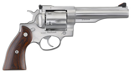 [736676050437] Ruger 5043 Redhawk  44 Special/44 Rem Mag 6rd, 5.50" Satin Stainless Steel Barrel, Dual Chambered Satin Stainless Cylinder  &  Frame, Hardwood Grip