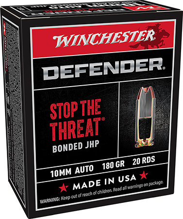 [020892225558] Winchester Ammo S10MMPDB Defender  10mmAuto 180gr Bonded Jacket Hollow Point 20 Per Box/10 Case