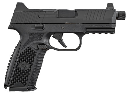 [845737010119] FN 66100375 509T  9mm Luger 17+1/24+1, 4.50" Black Steel Threaded Barrel, Matte Black Optic Ready/Serrated Stainless Steel Slide, Matte Black Polymer Frame w/Picatinny Rail