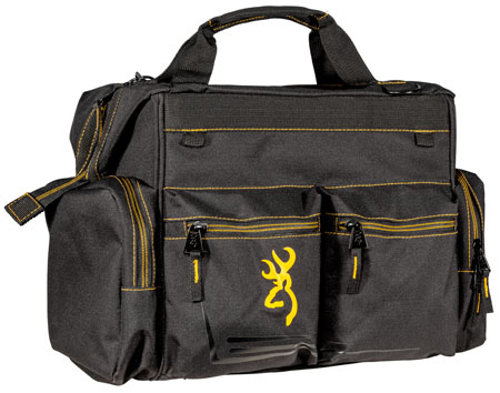 [023614937715] Browning 121095899 Black  &  Gold Shooter's Bag Black w/Buck Mark Logo Ripstop Polyester