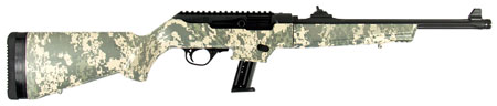[736676191079] Ruger 19107 PC Carbine  9mm Luger 17+1 16.12" Threaded/Fluted Barrel, Type III Hard Coat Anodized Aluminum Alloy Receiver, Green Digital Camo Stock, Optics Ready