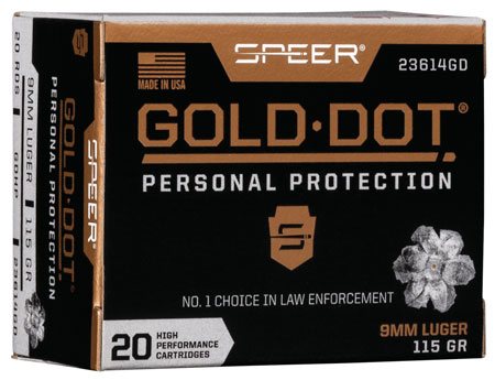 [604544647211] Speer 23614GD Gold Dot Personal Protection 9mmLuger 115gr Hollow Point 20 Per Box/10 Case