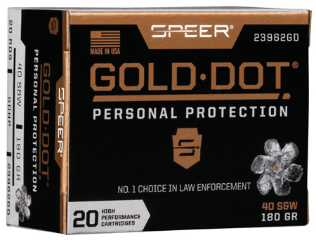 [604544647266] Speer 23962GD Gold Dot Personal Protection 40S&W 180gr Hollow Point 20 Per Box/10 Case