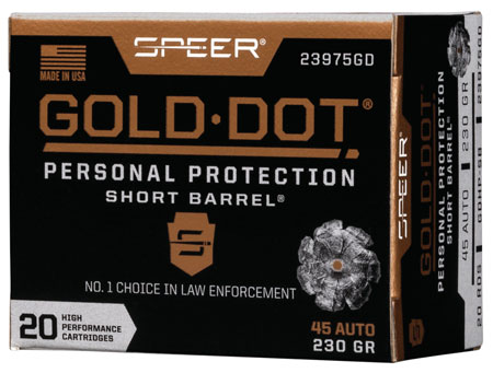 [604544647310] Speer 23975GD Gold Dot Personal Protection Short Barrel 45ACP 230gr Hollow Point 20 Per Box/10 Case