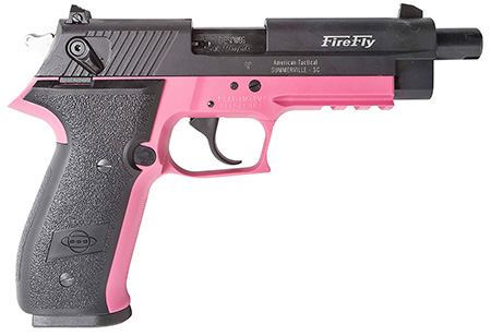 [813393019739] GSG GERG2210TFFP FireFly  22 LR 10+1 4.90" Black Steel/Threaded Barrel  &  Serrated Slide, Pink Zinc Alloy w/Beavertail Frame, Black Polymer Grip