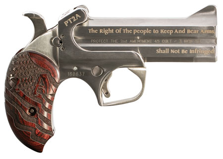 [855959001291] Bond Arms PT2A Protect the 2nd Amendment Derringer Single 45 Colt (LC)/410 Gauge 4.25" 2 Round Stainless Steel