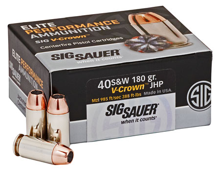 [798681501717] Sig Sauer E40SW250 Elite Performance  40S&W 180gr V-Crown Jacketed Hollow Point 50 Per Box/10 Case