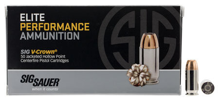 [798681501694] Sig Sauer E45AP250 Elite Performance  45ACP 230gr V-Crown Jacketed Hollow Point 50 Per Box/10 Case