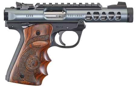 [736676439218] Ruger 43921 Mark IV 22/45 *MA Compliant 22 LR 10+1 4.40" Satin Stainless Steel Barrel, Diamond Gray Anodized Ventilated Aluminum w/Picatinny Rail Slide, Polymer Frame, Contoured Wood Laminate Grip