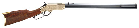 [619835110046] Henry H011D3 Original Deluxe 3rd Edition Full Size 44-40 Win 13+1 24.50" Blued Octagon Barrel, Brass Polished Brass Receiver, Fancy American Walnut Wood Stock Ambidextrous
