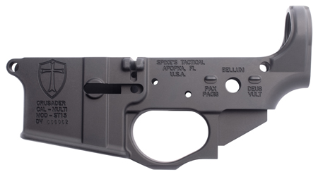 [855319005075] Spikes STLS022 Crusader Stripped Lower Receiver Multi-Caliber 7075-T6 Aluminum Black Anodized for AR-15