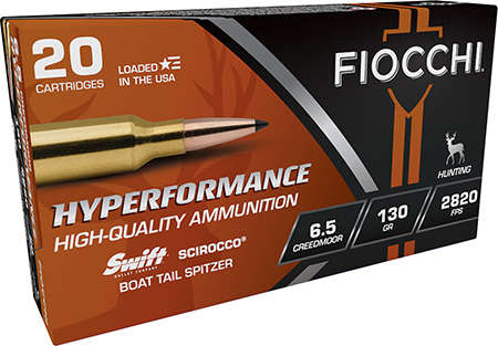 [762344712154] Fiocchi 65CMSCA Hyperformance  6.5Creedmoor 130gr Swift Scirocco II Boat Tail Spitzer 20 Per Box/10 Case