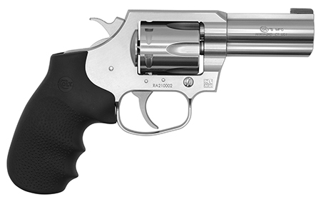 [098289001283] Colt Mfg KCOBRASB3BB King Cobra *CA Compliant 357 Mag 6 Shot 3" Brushed Stainless Steel Frame, Cylinder  &  Frame Frame, Black Hogue Rubber w/Finger Grooves Grip