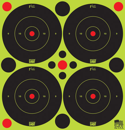 [709779902941] Pro-Shot 3BGREEN48 SplatterShot  Self-Adhesive Paper Black/Green 3" Bullseye 12Pack/48Targets