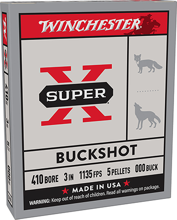 [020892016415] Winchester Ammo XB413 Super X  410Gauge 3" 5Pellets 000Buck Shot 5 Per Box/50 Case