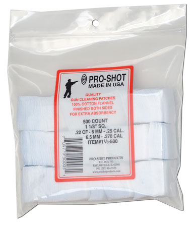 [709779500031] Pro-Shot 118500 Cleaning Patches  .22/ .270 Cal 1.125" Square Cotton Flannel 500 Pack