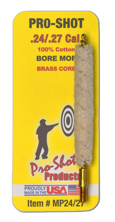 [709779200122] Pro-Shot MP2427 Bore Mop  .24 - .27 Cal Rifle #8-32 Thread Brass Core