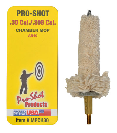 [709779900329] Pro-Shot MPCH30 Chamber Mop Military Style .30/ .308/ 7.62x51mm NATO AR Platform #8-32 Thread 100% Cotton Mop Brass Core