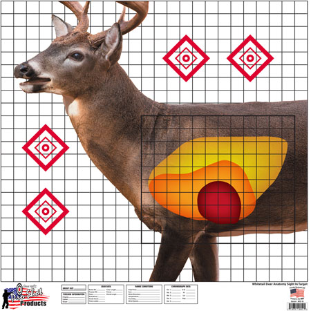 [709779905553] Pro-Shot WDSI5PK Whitetail Sight-In Deer Heavy Paper Hanging Universal 25" x 25" Multi-Color 5 Pack