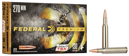 [604544647822] Federal P270L Premium  270Win 130gr Barnes TSX 20 Per Box/10 Case