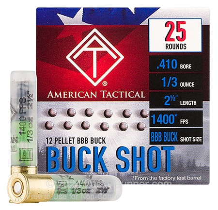 [819644022138] ATI ATIAC410BBB Shotshell  410Gauge 12Pellets BBBShot 25 Per Box/10 Case