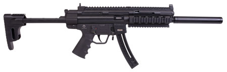 [819644021476] GSG GERGGSG1622 GSG-16 Carbine Full Size 22 LR 22+1 16.25" Black Black Polymer Receiver w/Picatinny Rail, M-LOK/Picatinny Handguard, Black Collapsible Synthetic Stock  w/Storage Compartment, Black Pol