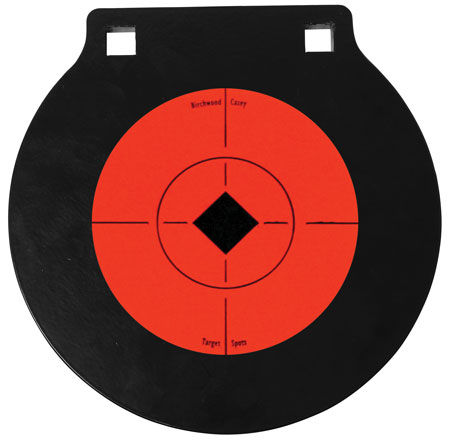 [029057476088] Birchwood Casey 47608 World of Targets Double Hole 6" Black/Orange AR500 Steel Circle w/Crosshair  &  Diamond Hanging