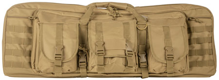 [848754000040] NcStar CVDC2946T42 VISM Double Carbine Case Tan PVC Nylon w/ Foam Padding Lockable Zippers Pockets  &  MOLLE Webbing