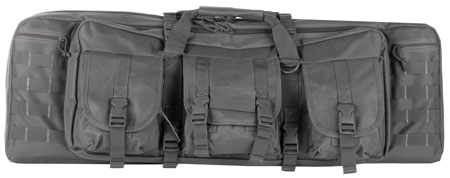 [848754000194] NcStar CVDC2946U36 VISM Double Carbine Case Urban Gray PVC Nylon w/ Foam Padding Lockable Zippers Pockets  &  MOLLE Webbing
