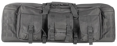 [848754001146] NcStar CVDC2946U42 VISM Double Carbine Case Urban Gray PVC Nylon w/ Foam Padding Lockable Zippers Pockets  &  MOLLE Webbing