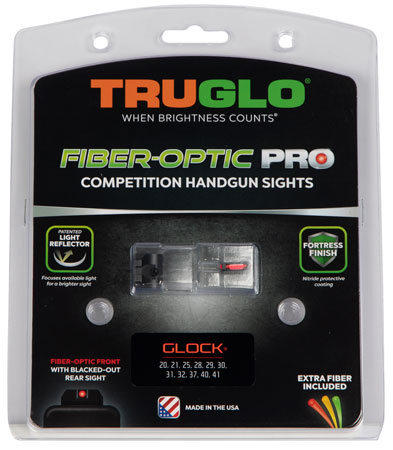 [788130026311] TruGlo TG132G2 Fiber-Optic Pro  Red/Fiber Optic Front Sight-Black/Blank Rear Sight Glock 20/21