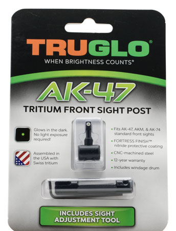 [788130026274] TruGlo TG231AK1 Tritium Rifle Front Sight  Black-Green with White Outline  for AK-47, AKM, AK-74