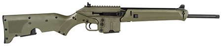 [640832004007] Kel-Tec SU16CAGRN SU16 *CA Compliant 5.56x45mm NATO 10+1 16" Black Steel Barrel, Green Steel Receiver, Green Synthetic w/Storage Compartment Stock