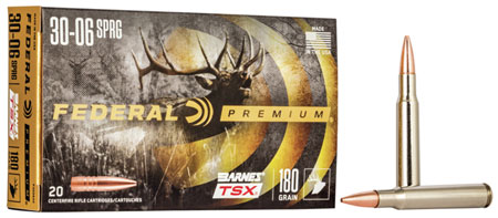 [029465097196] Federal P3006AE Premium  30-06Springfield 180gr Barnes TSX 20 Per Box/10 Case