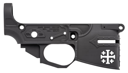 [815648028572] Spikes STLB600 Rare Breed Crusader Stripped Lower Receiver Multi-Caliber 7075-T6 Aluminum Black Anodized for AR-15